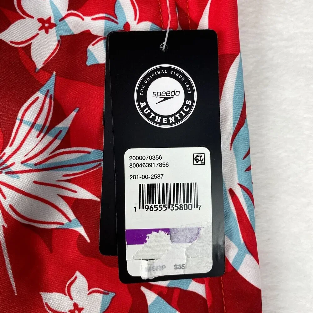 Speedo Swim Shorts Mens‎ 2XL Red Floral 18